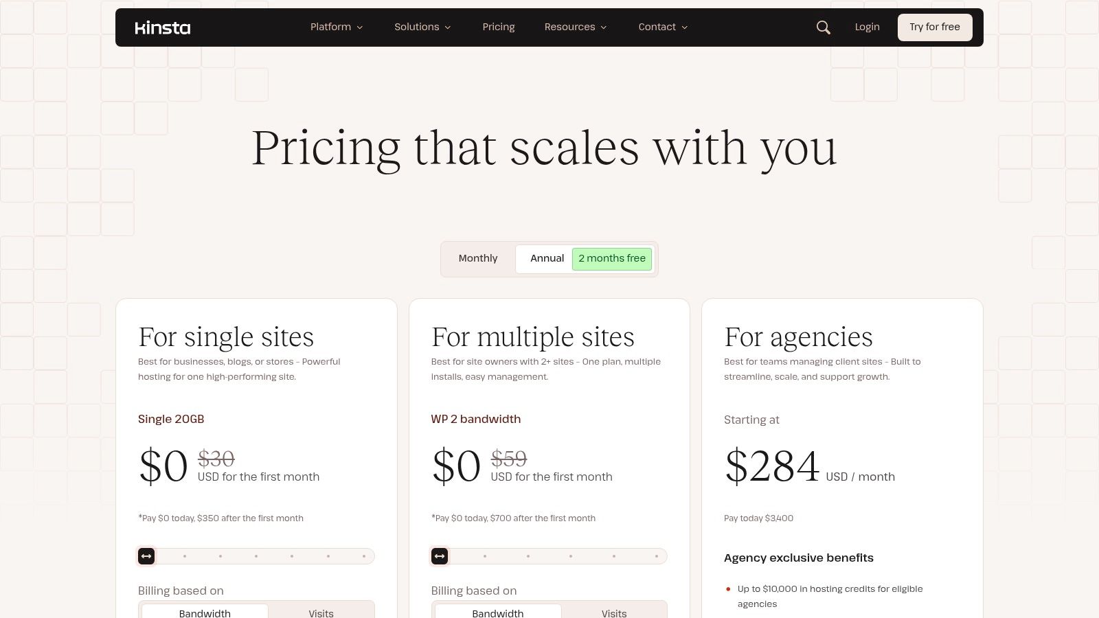 Kinsta UK hosting plans