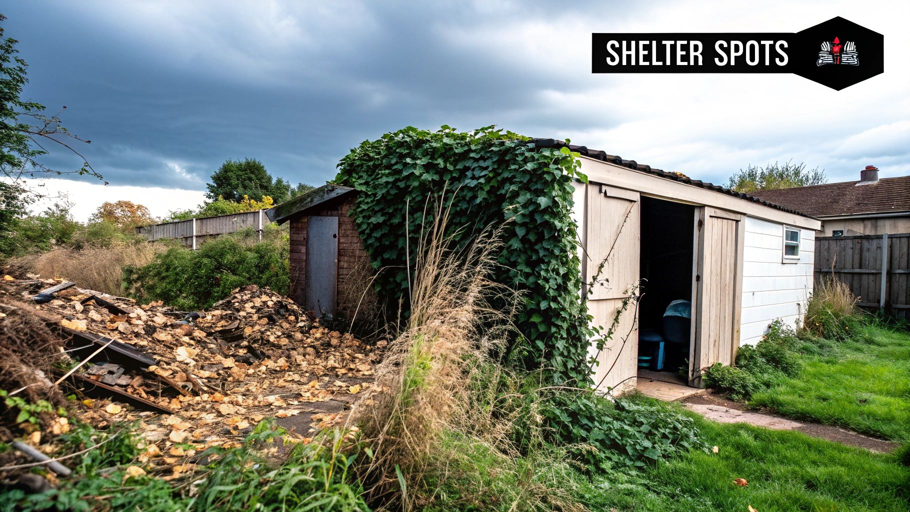 A messy, cluttered shed interior, an ideal nesting spot for rats.