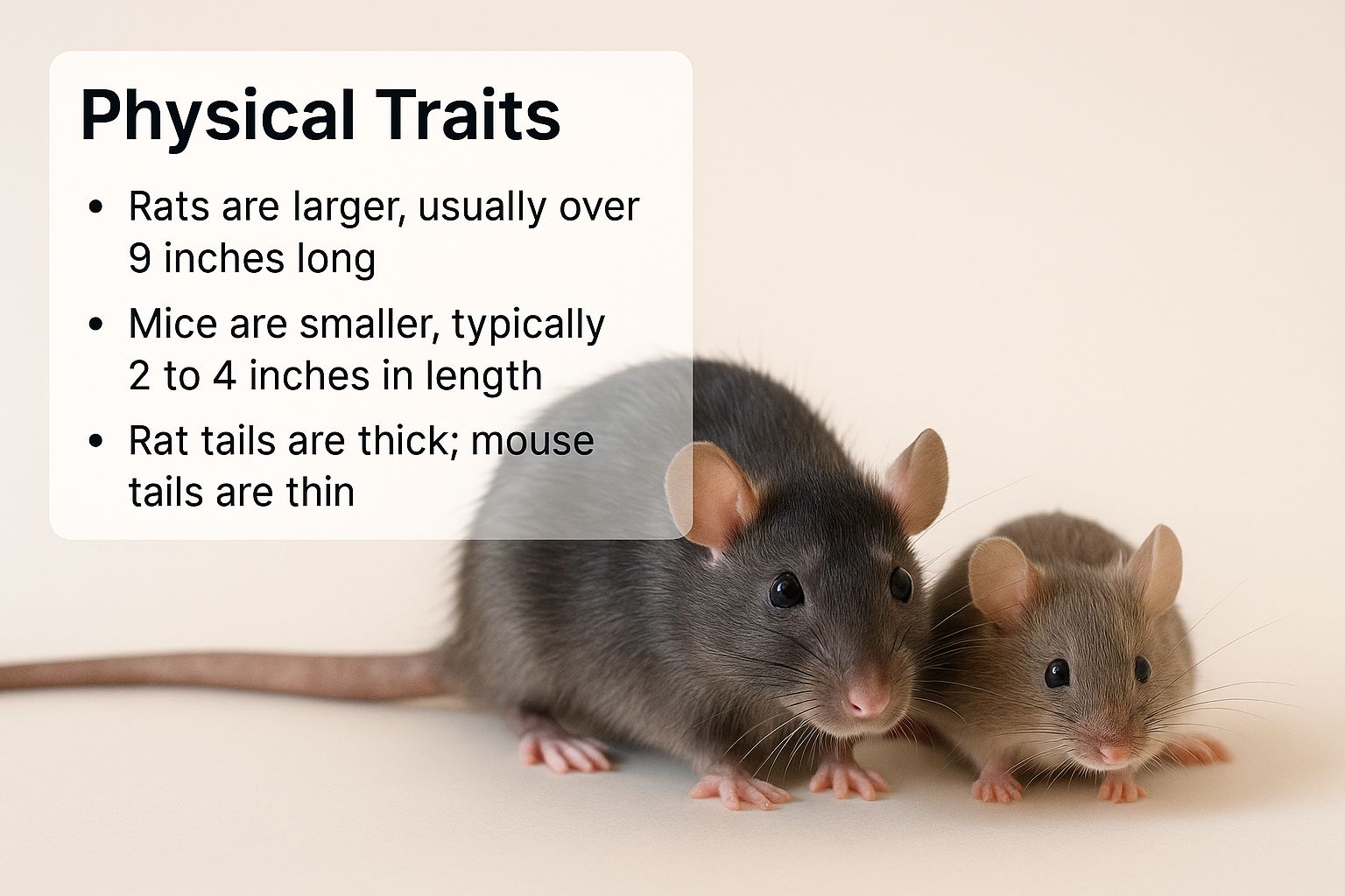 Infographic about how to tell difference between rat and mouse