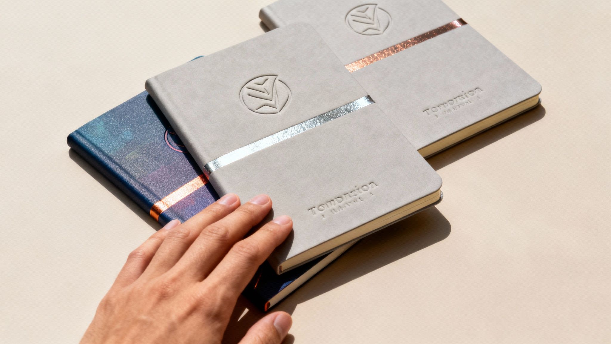 A custom notebook with a sophisticated cover design.