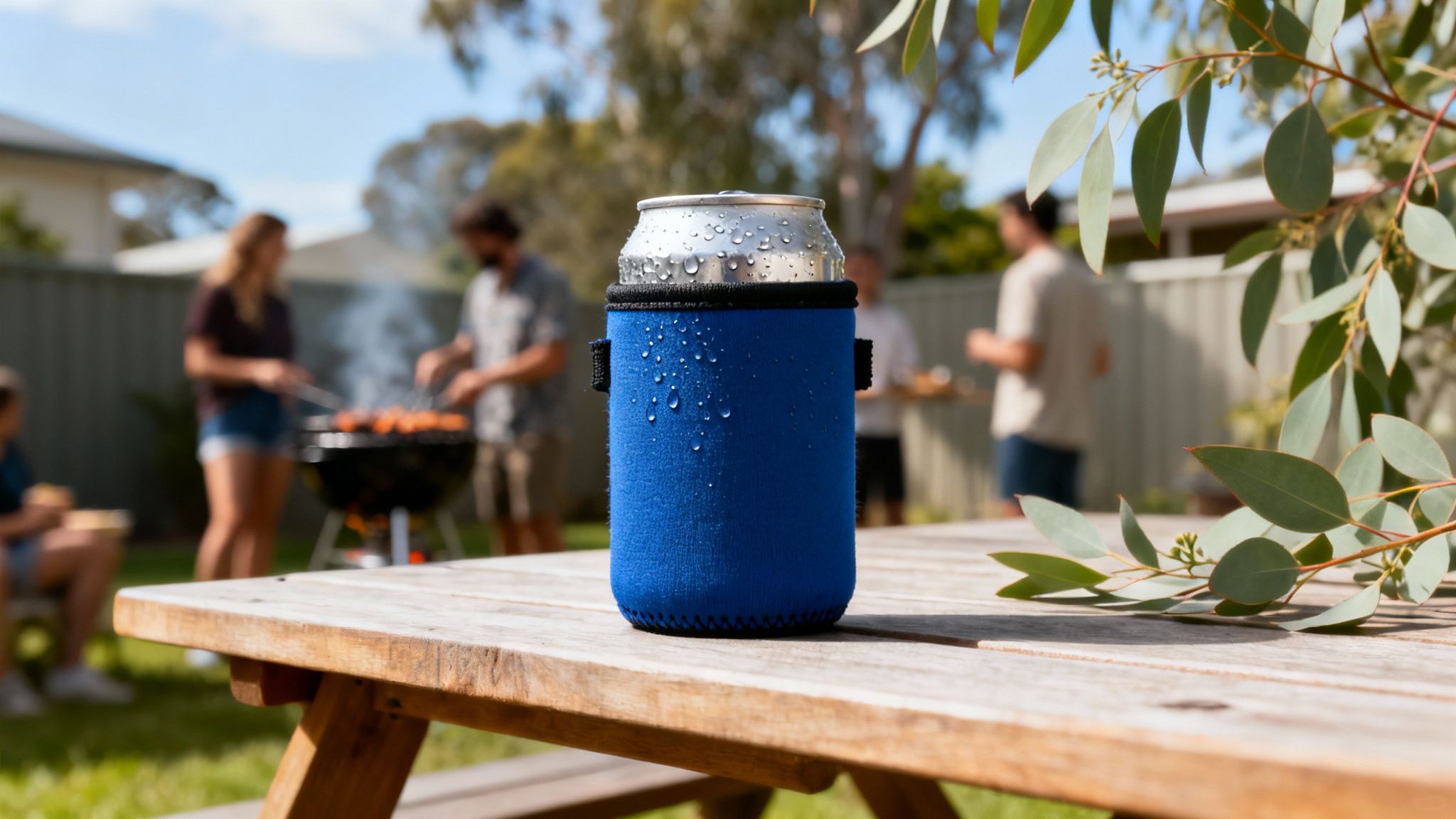 A collection of colourful custom stubby holders showcasing various brand logos and designs
