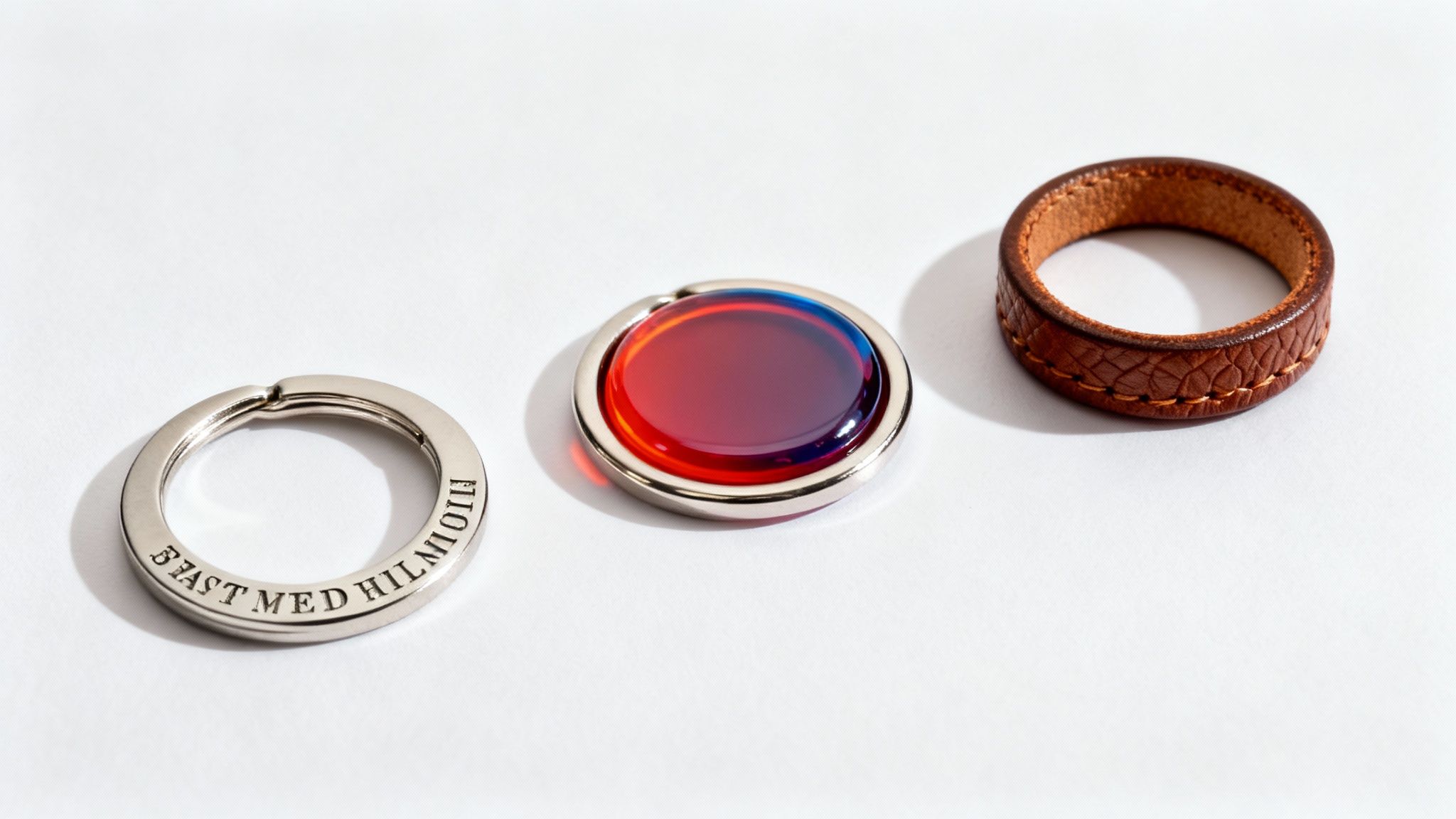 Promotional keyrings with different finishes