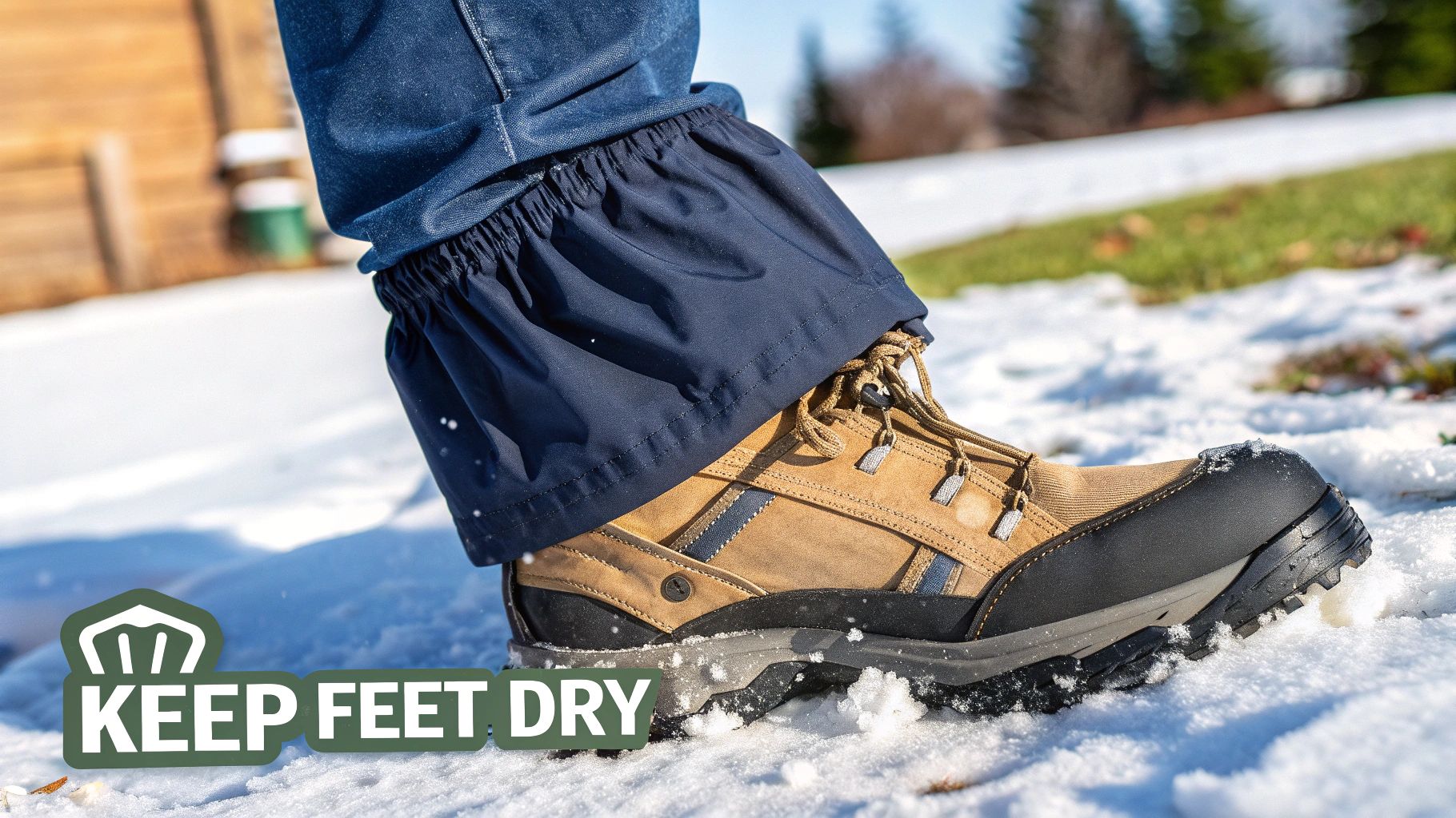 A woman wearing cosy winter boots, showcasing thick soles and warm lining.