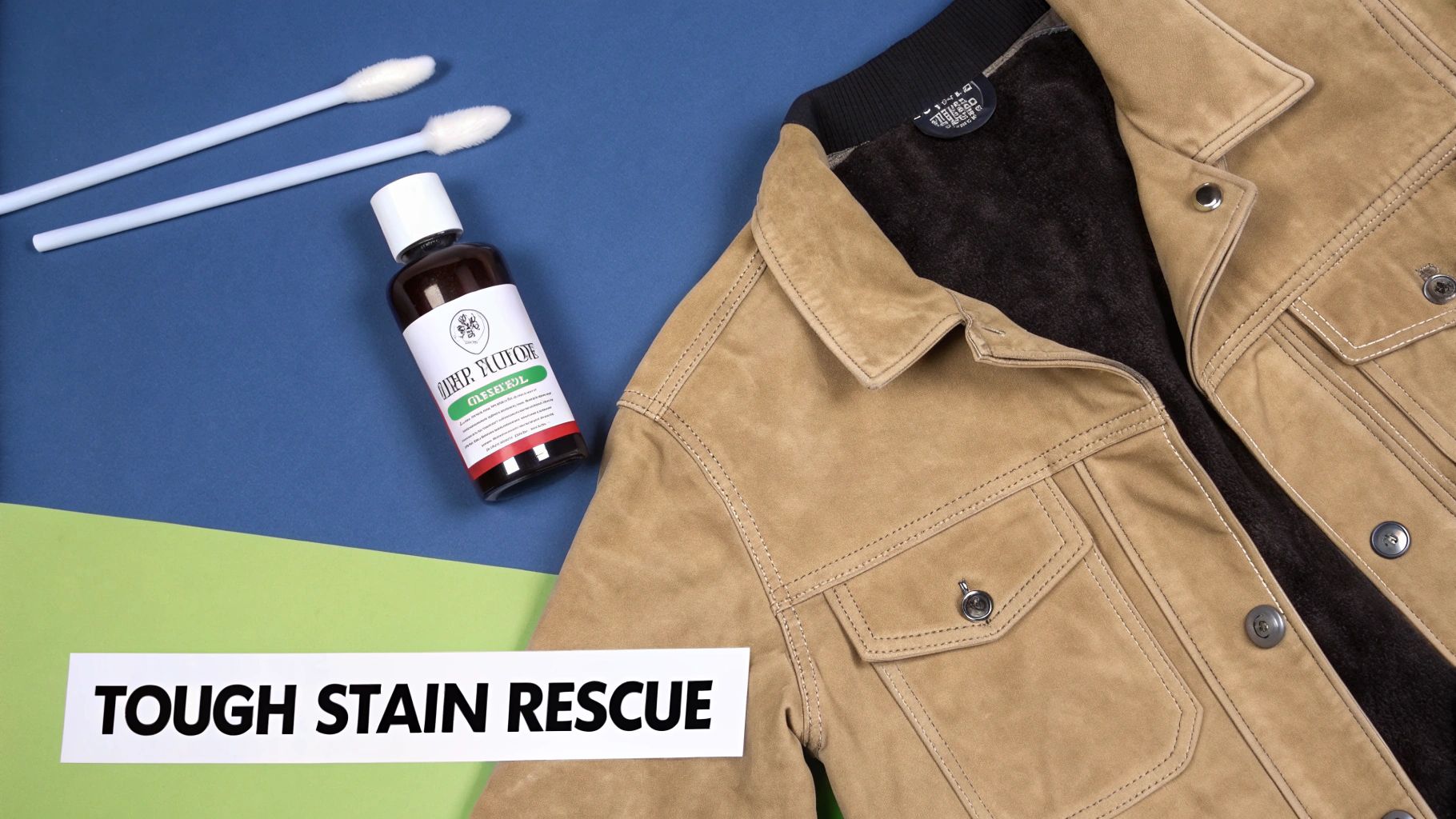 A suede cleaning kit with a brush and eraser is displayed next to a glass of red wine.