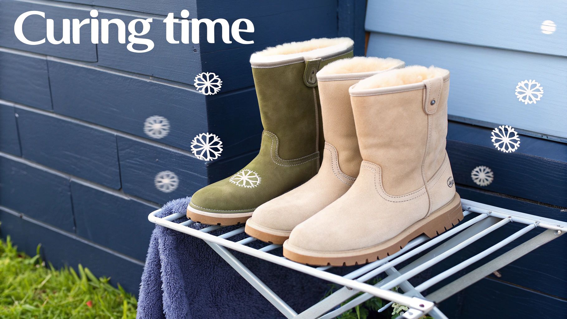 UGG boots drying in a well-ventilated room, away from direct sunlight.