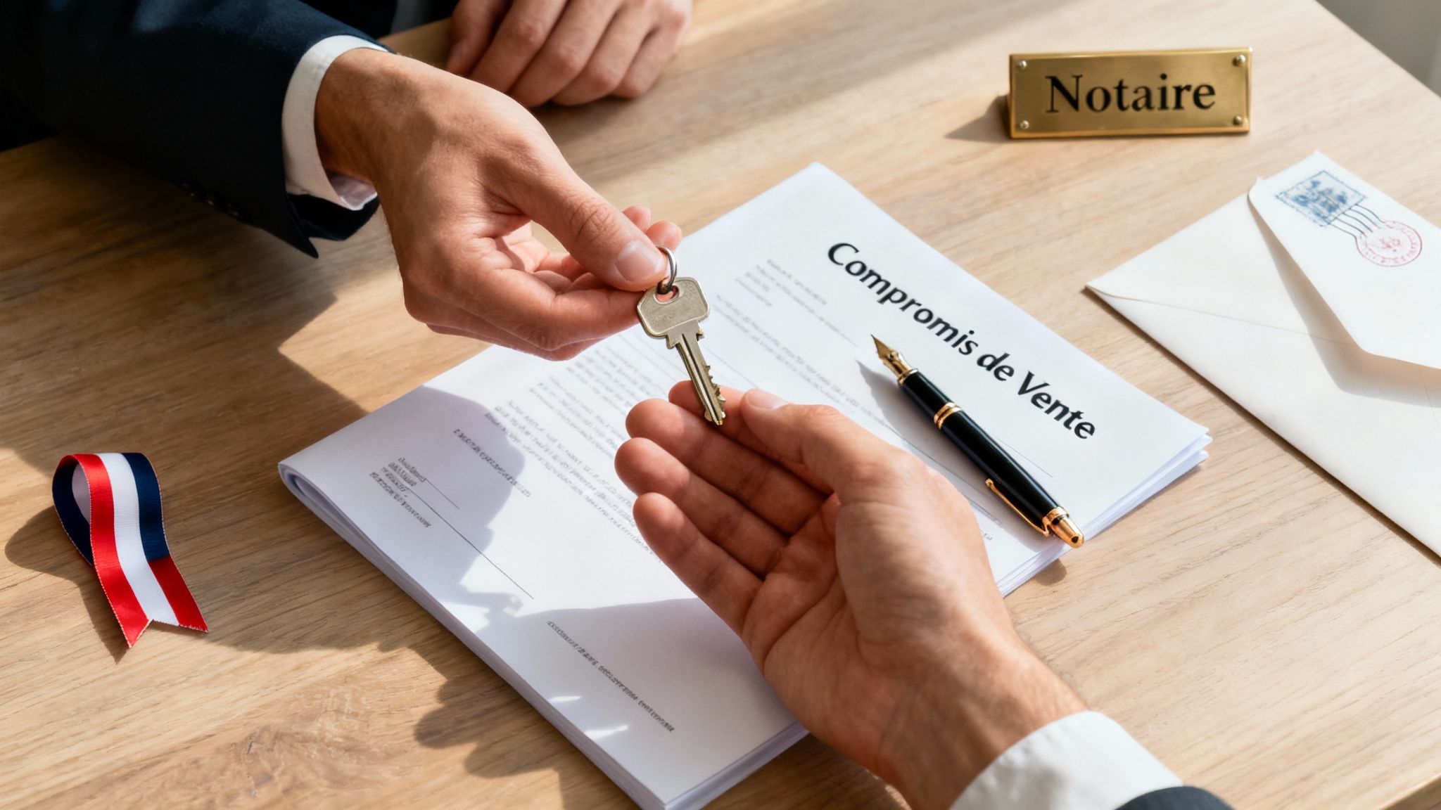A person reviewing legal documents with a pen in hand, focusing on the details of a contract.