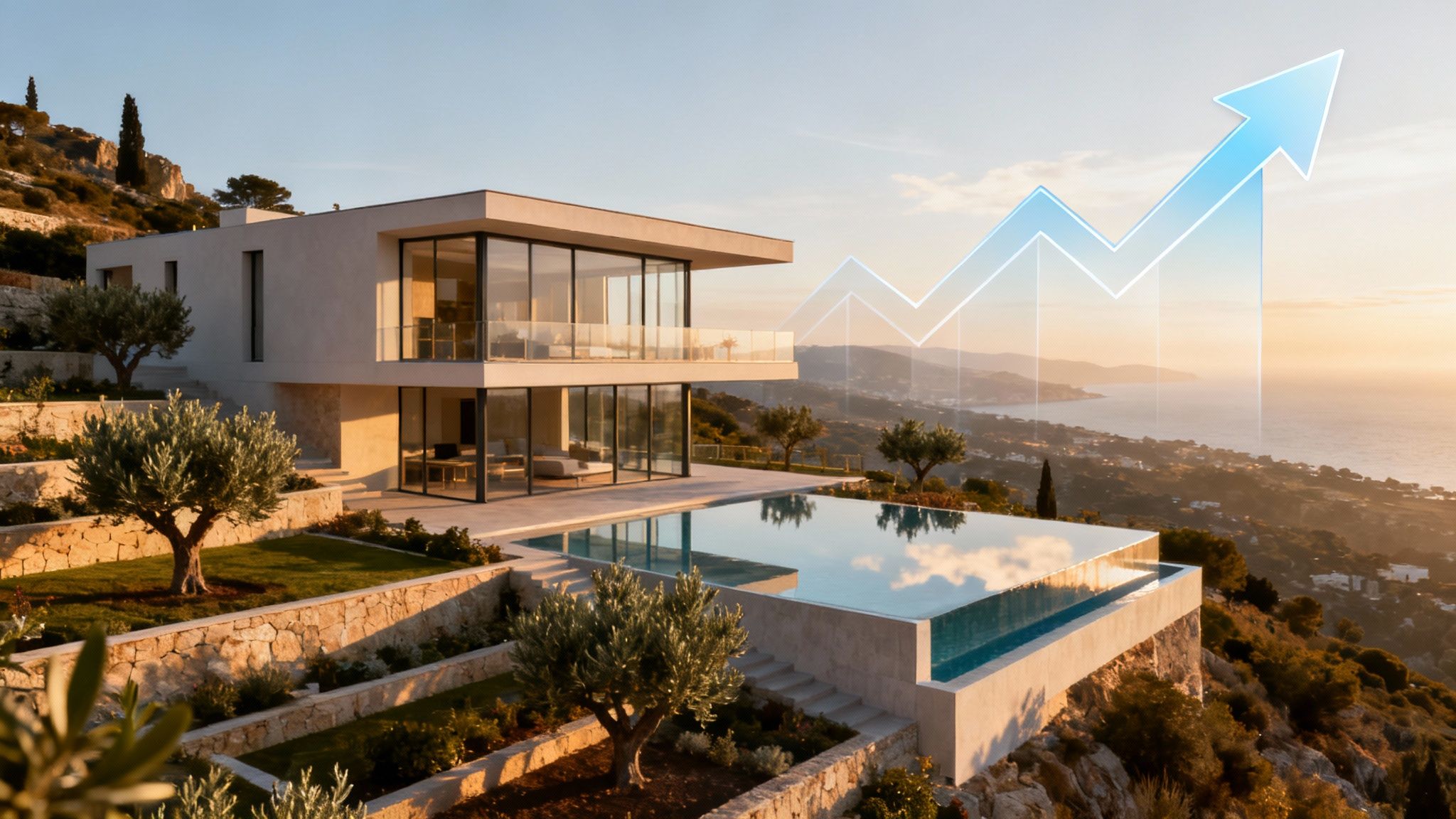 Modern apartments with balconies overlooking a communal pool on the Costa del Sol