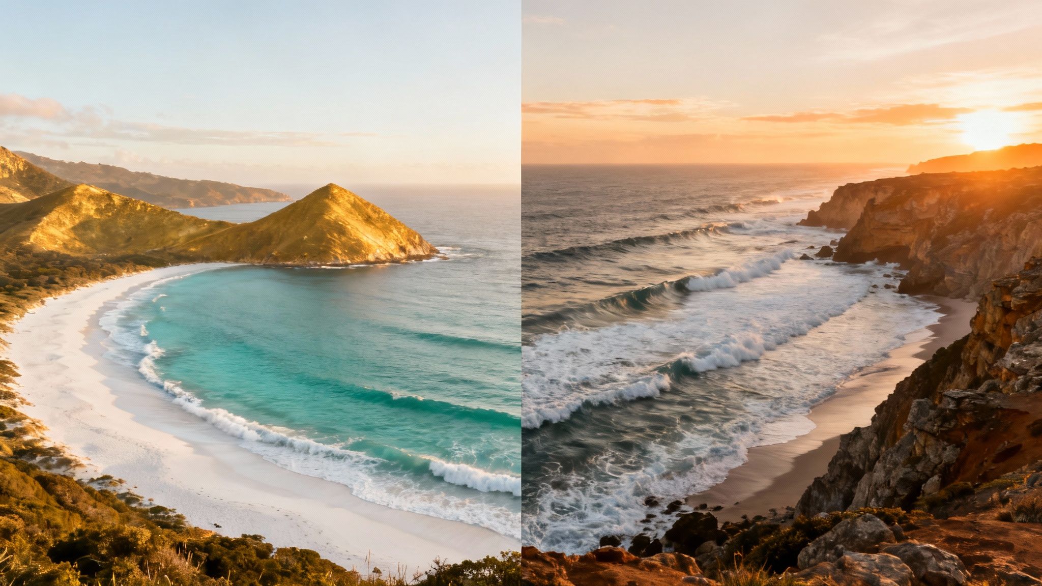 A stunning aerial view of a picturesque coastal town in Portugal with golden beaches and cliffs.