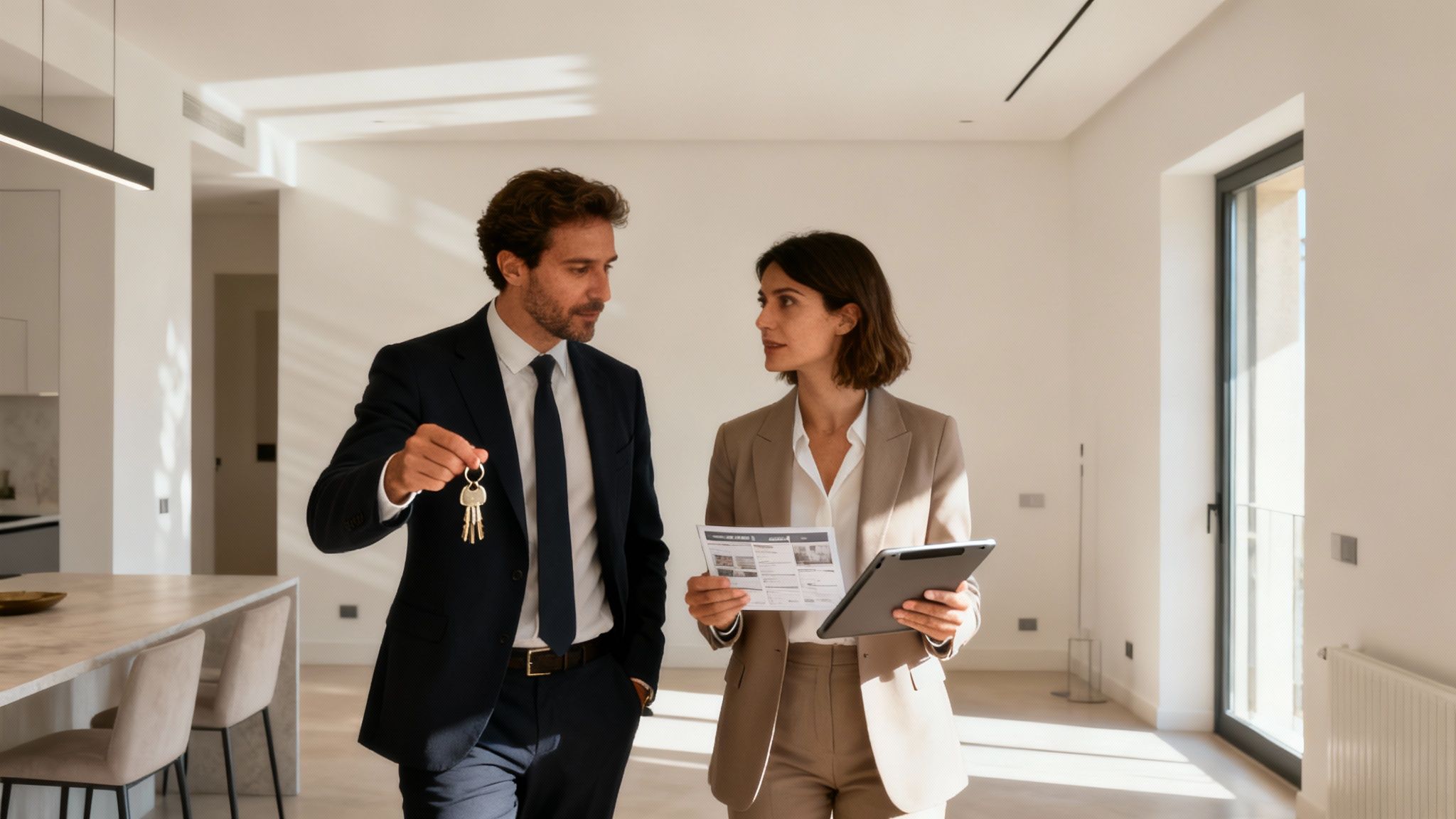 A person viewing an apartment in Italy with a real estate agent