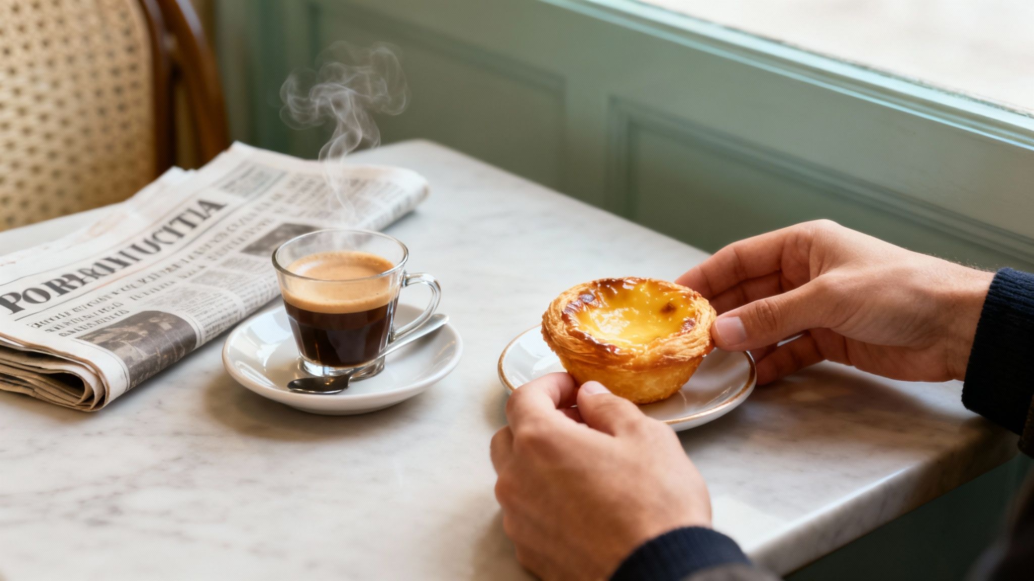 A group of friends enjoying a meal outdoors at a traditional Portuguese restaurant