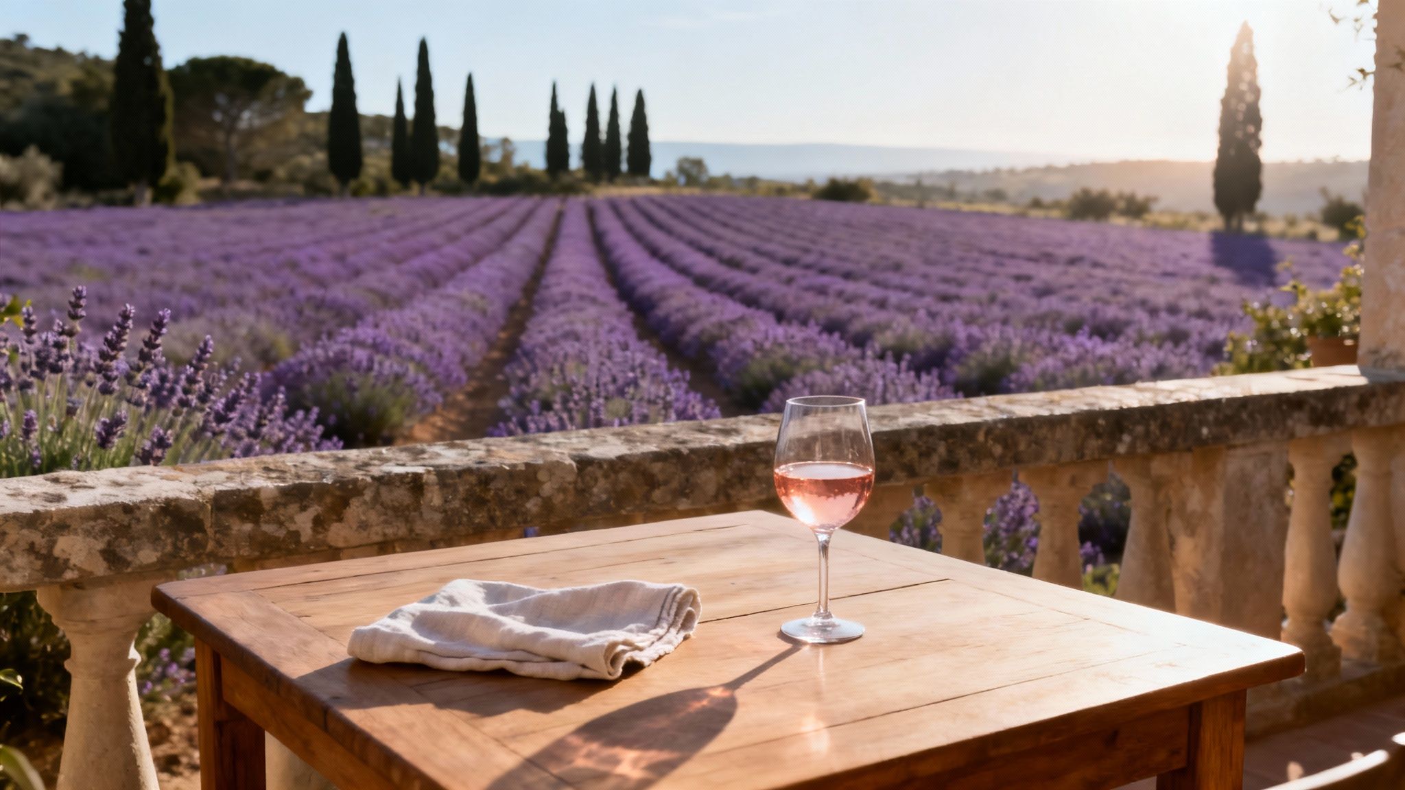 Woman enjoying the view of a coastal town in Southern France