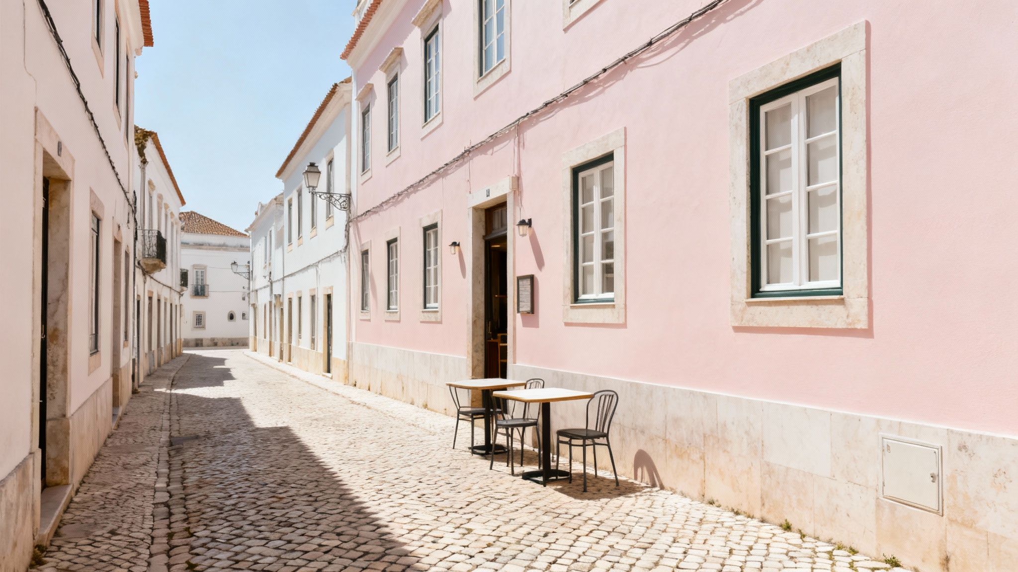 A scenic view of the charming and colorful streets in Lagos Old Town.