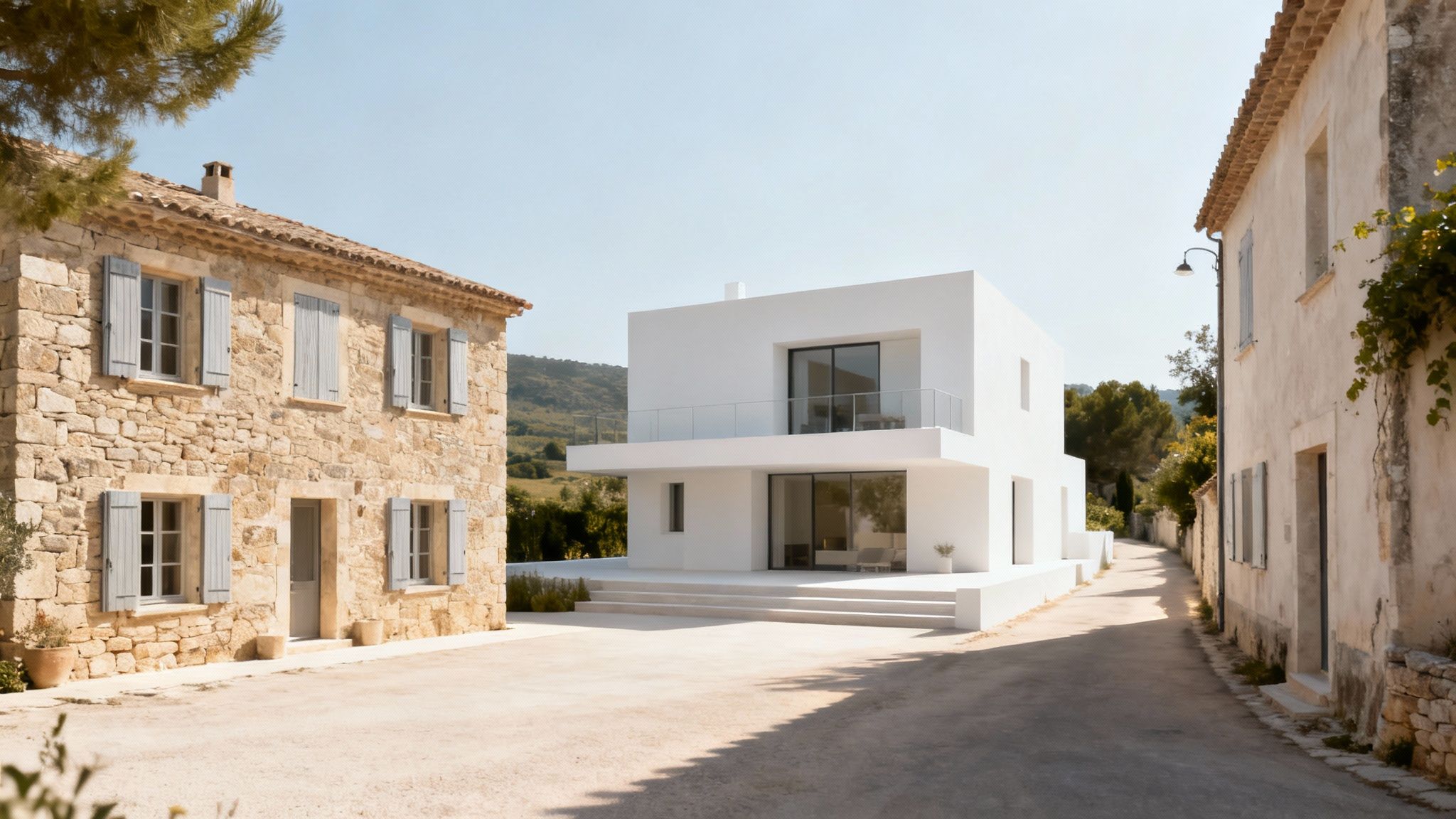 Scenic view of a village in Southern France