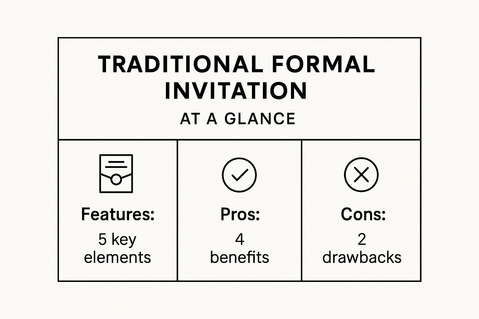 Infographic showing key data about Traditional Formal Memorial Invitation