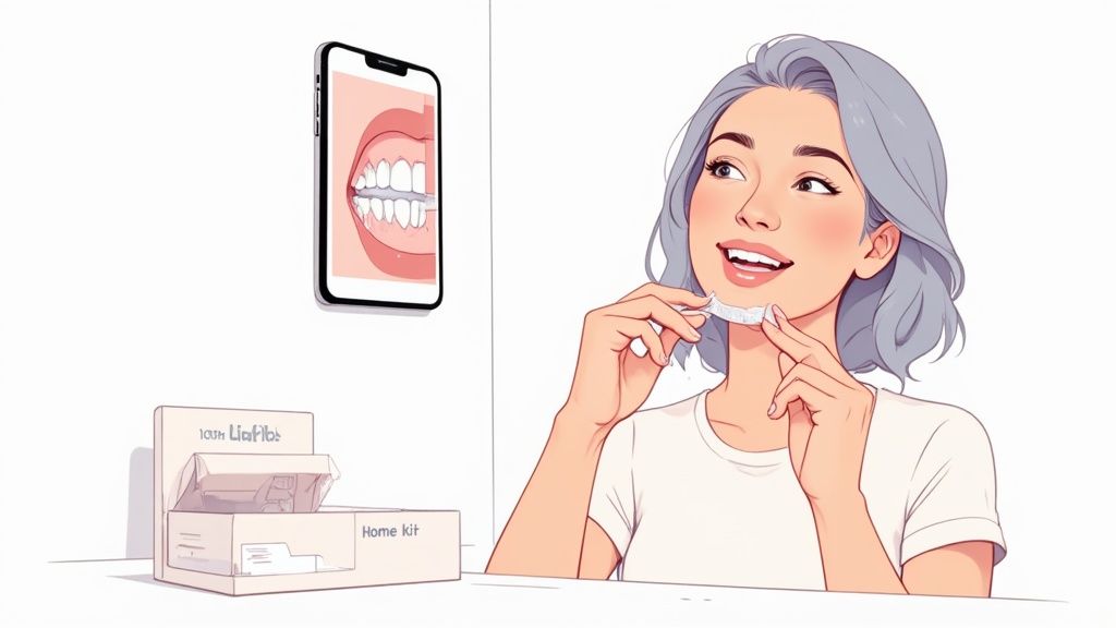 A person holding a clear aligner, symbolising the start of their teeth-straightening journey.