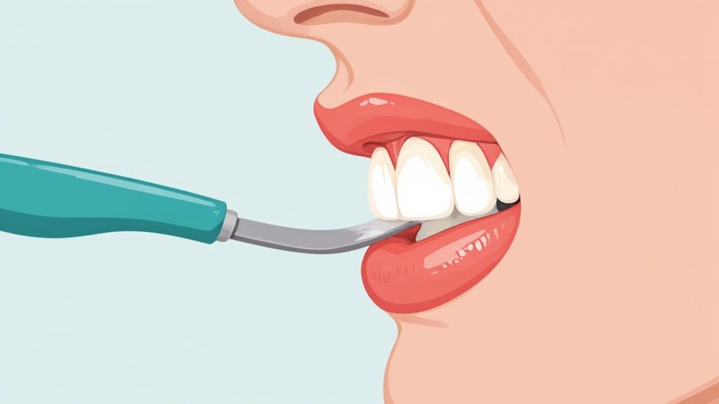 A dentist providing non-surgical gum disease treatment to a patient