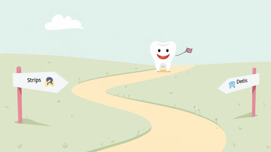 A person smiling, showcasing their bright white teeth.