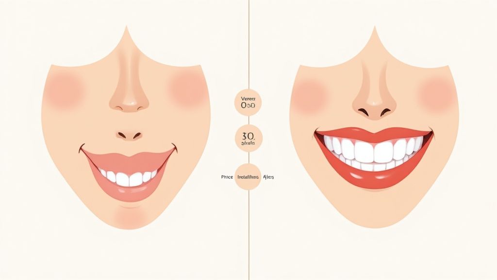 Comparison image showing before and after dental treatment, resulting in a significantly improved, brighter smile.