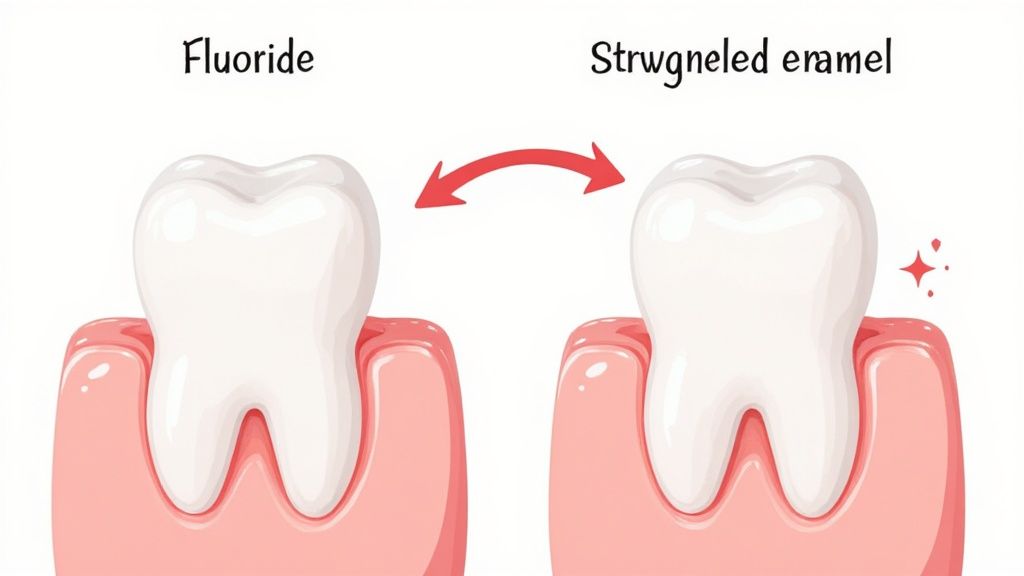 A tube of fluoride toothpaste next to a toothbrush