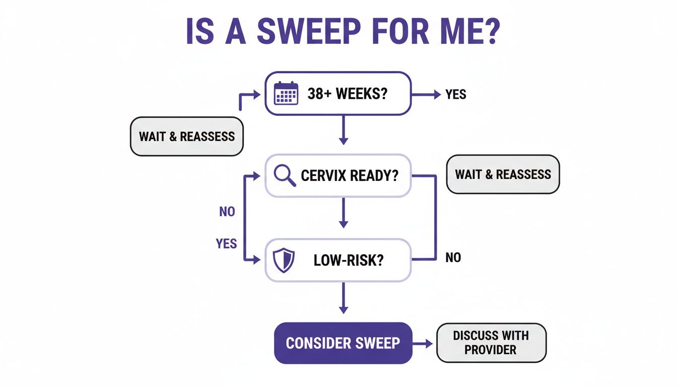 Flowchart detailing the decision process for considering a membrane sweep procedure.