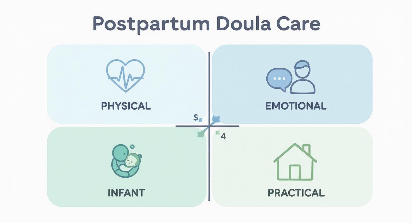 Infographic about what does a postpartum doula do