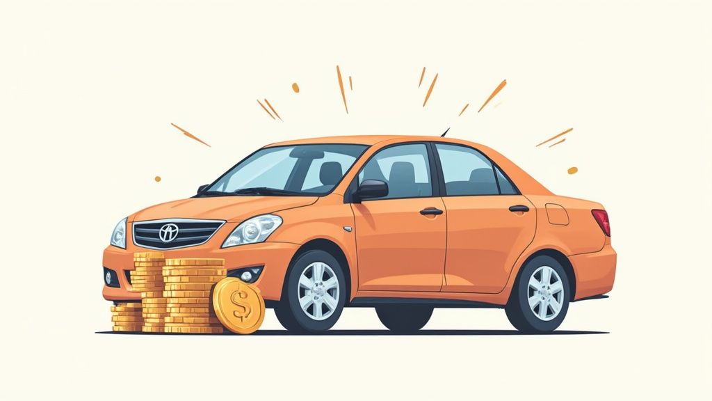 A person saving money on car insurance, symbolizing the financial perks of a clean driving record.