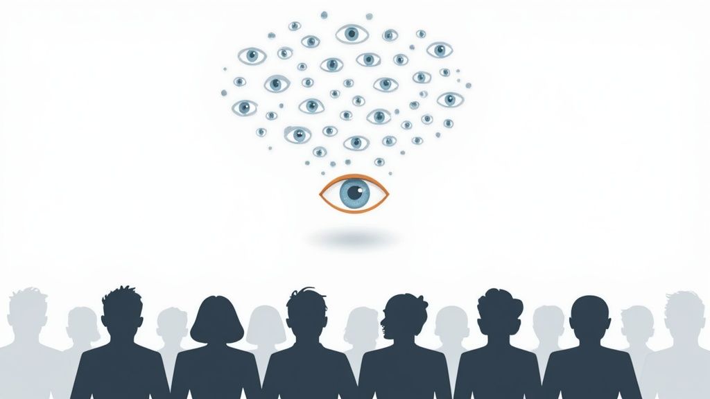 A graphic illustrating the difference between Reach and Impressions, showing Reach as unique people and Impressions as total views.