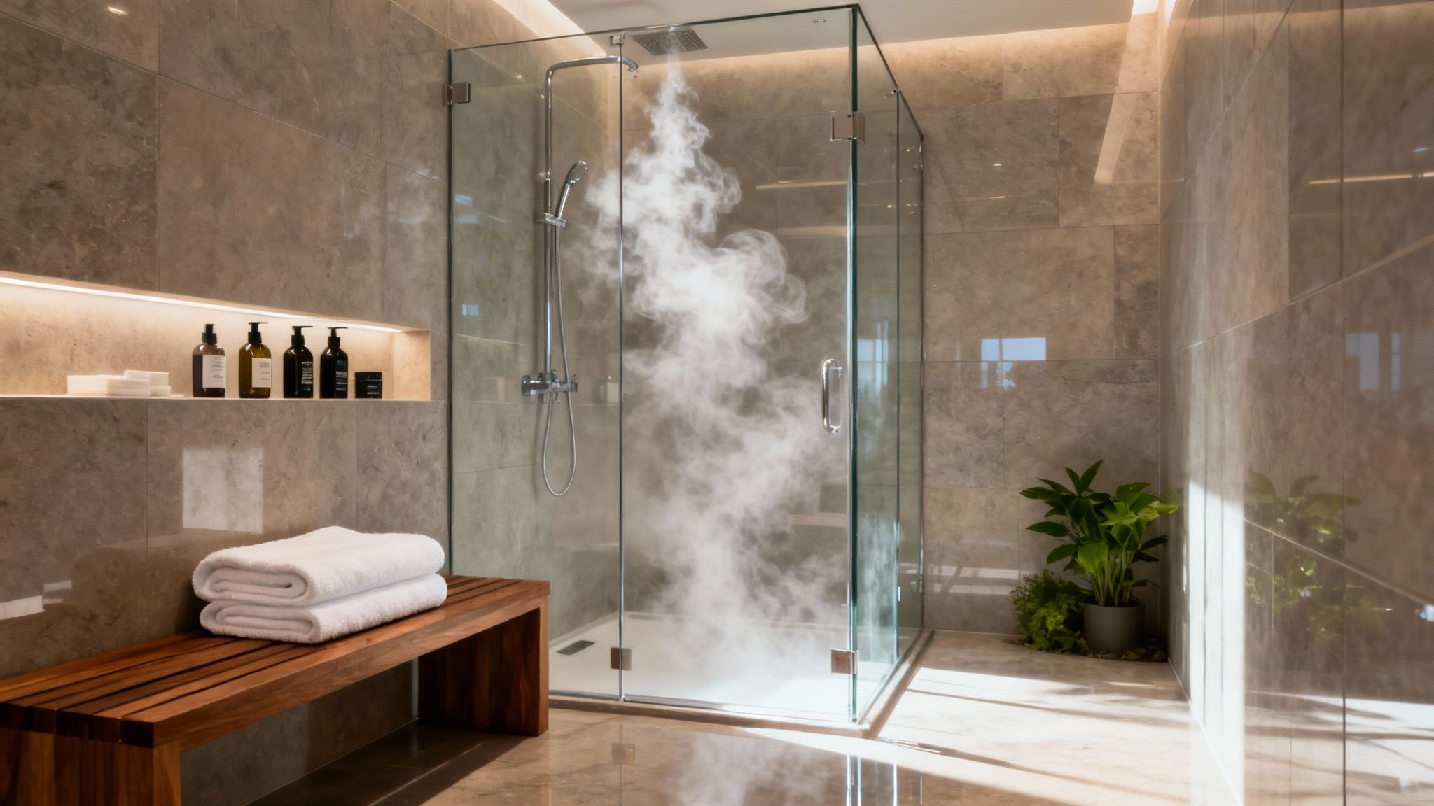 Traveler enjoying amenities in a Dubai airport lounge.