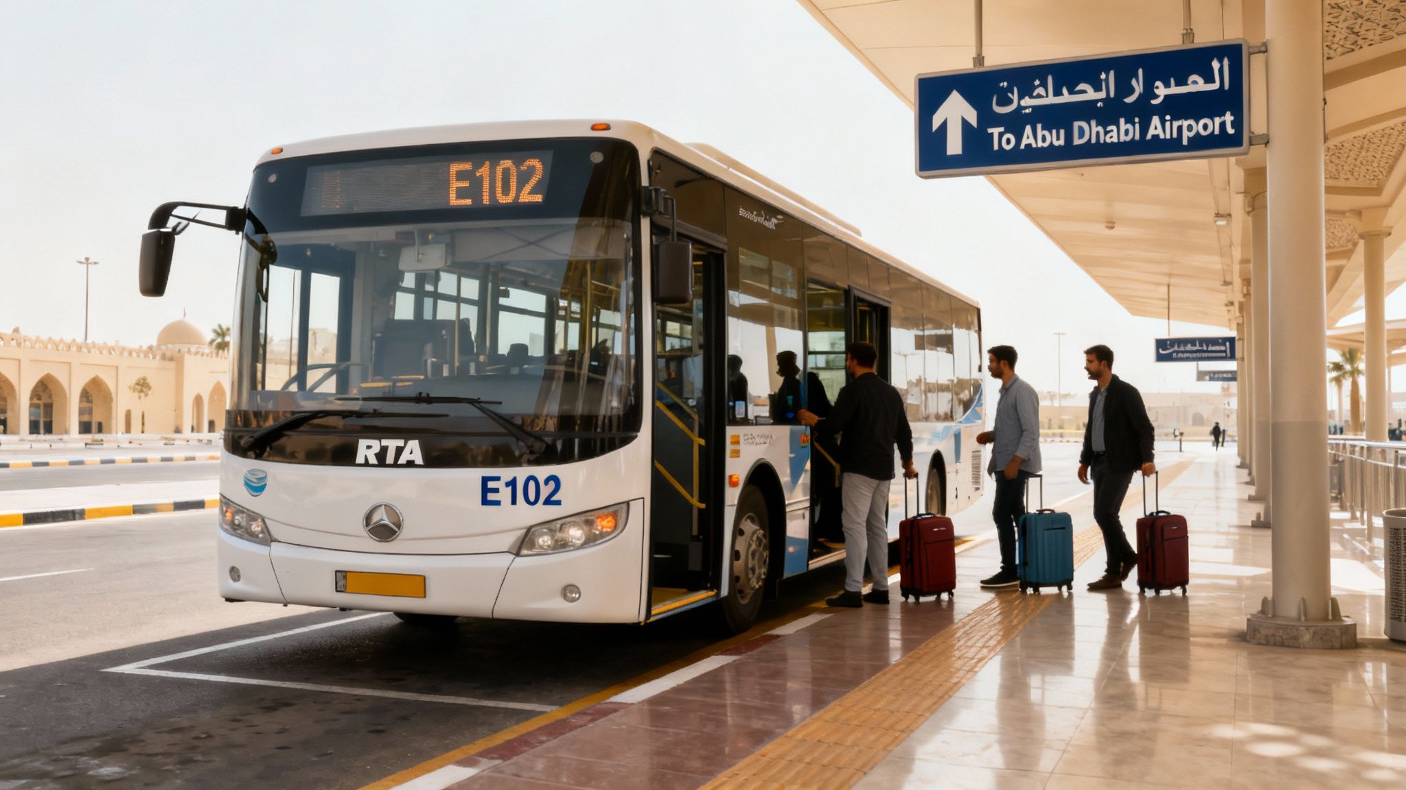 Bus at Ibn Battuta Station with a plane in the sky
