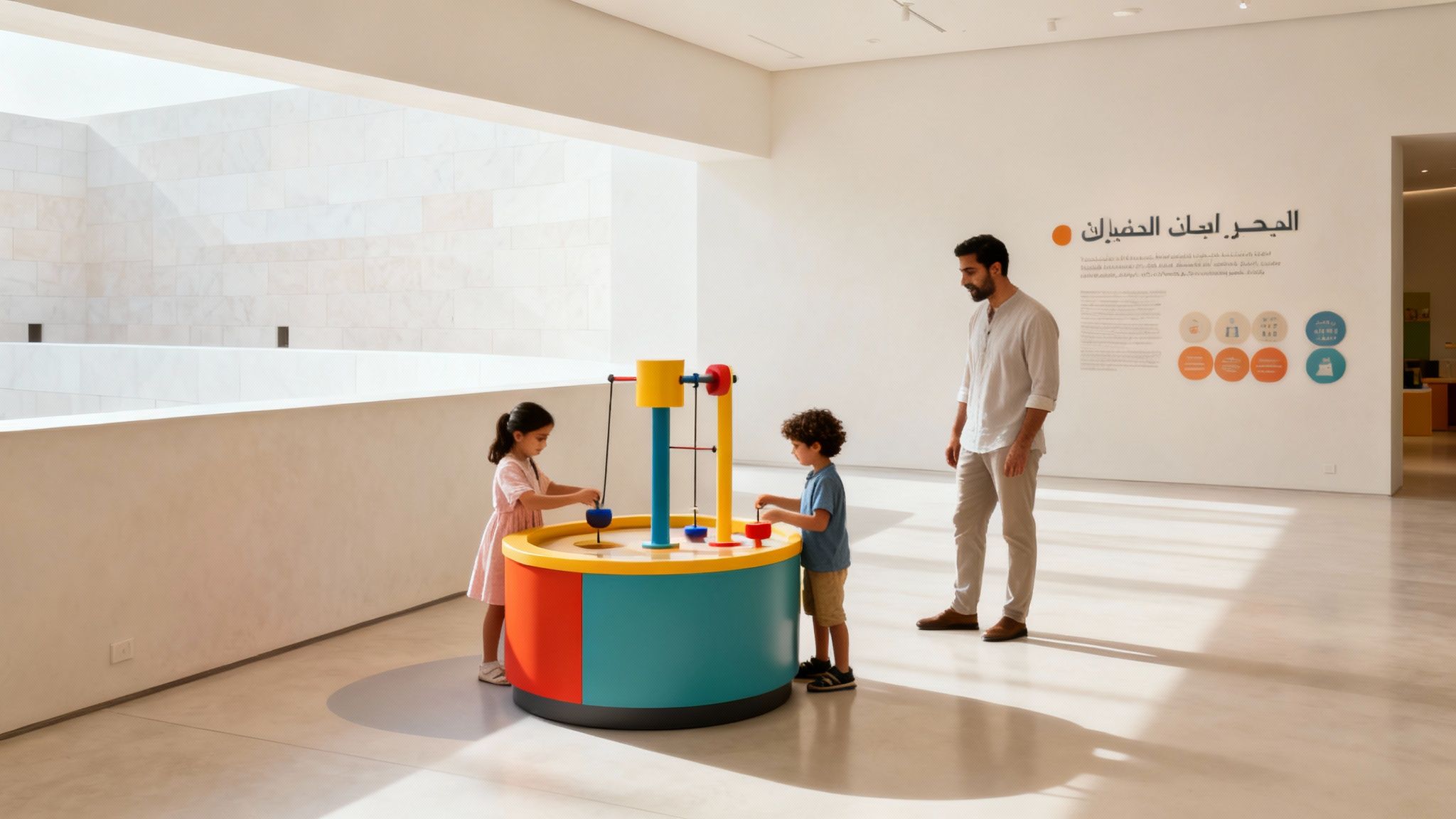 Children interacting with an exhibit at the Louvre Abu Dhabi's Children's Museum