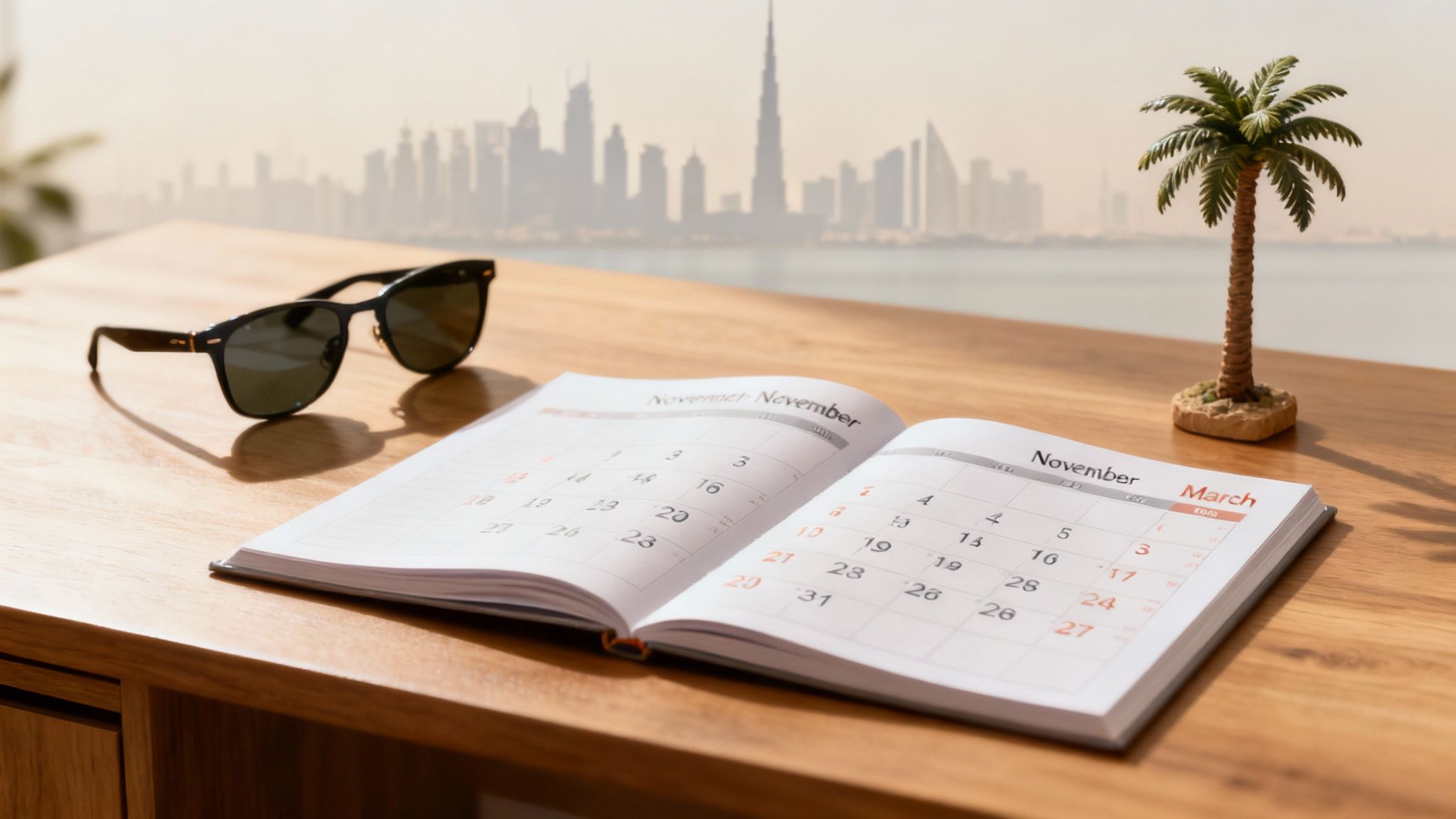 Palm Jumeirah island in Dubai with the city skyline in the background