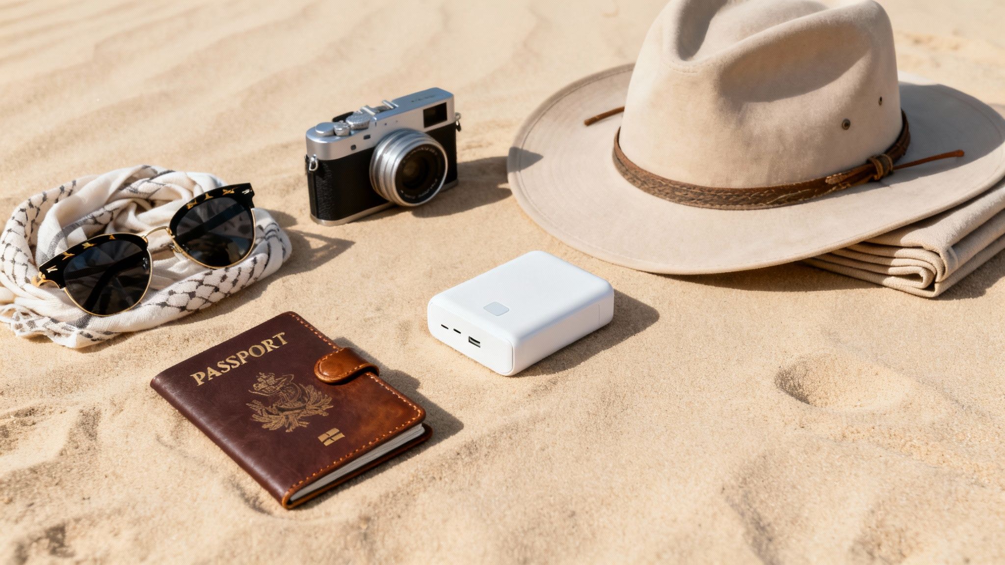 Elegant couple dressed for a luxury desert safari dubai, watching the sunset over the dunes.