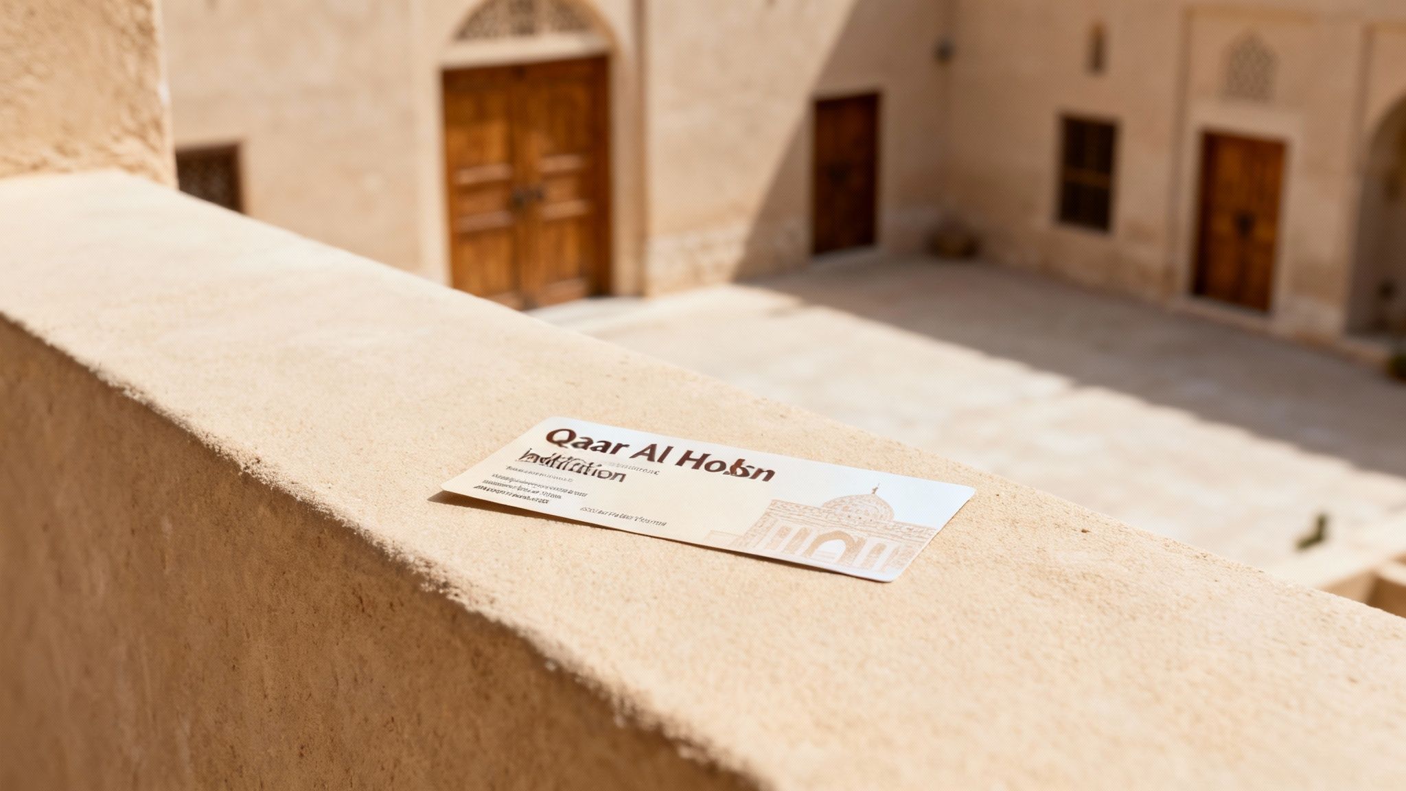Historic white fort of Qasr Al Hosn against a modern city skyline