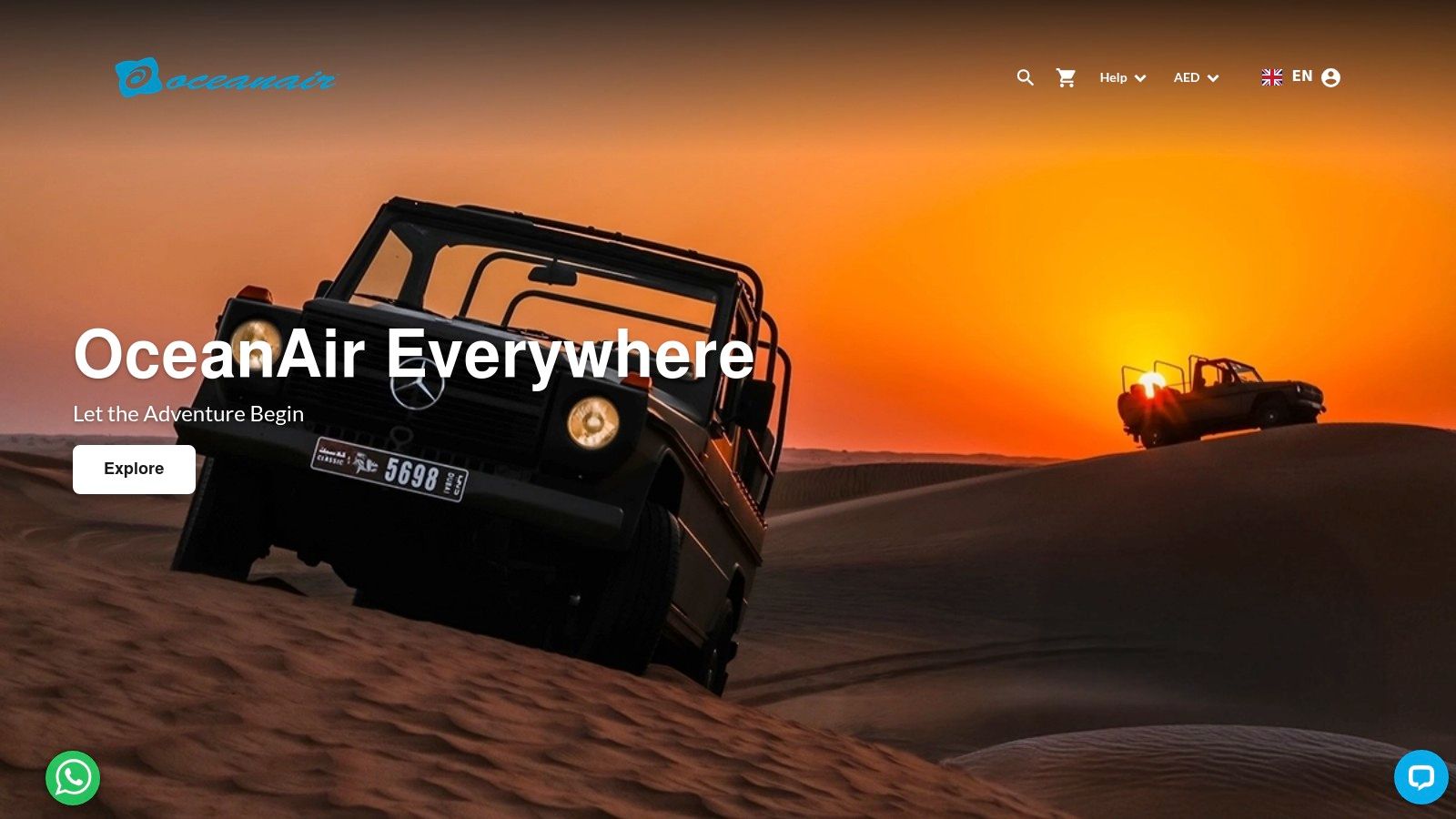 OceanAir Travels website safari offerings