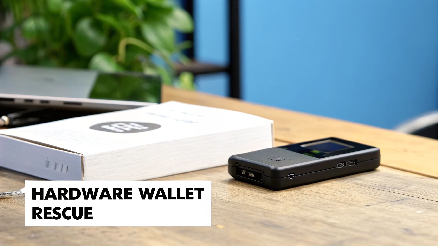 A close-up of a hardware wallet, representing the focus of this section on physical device recovery.