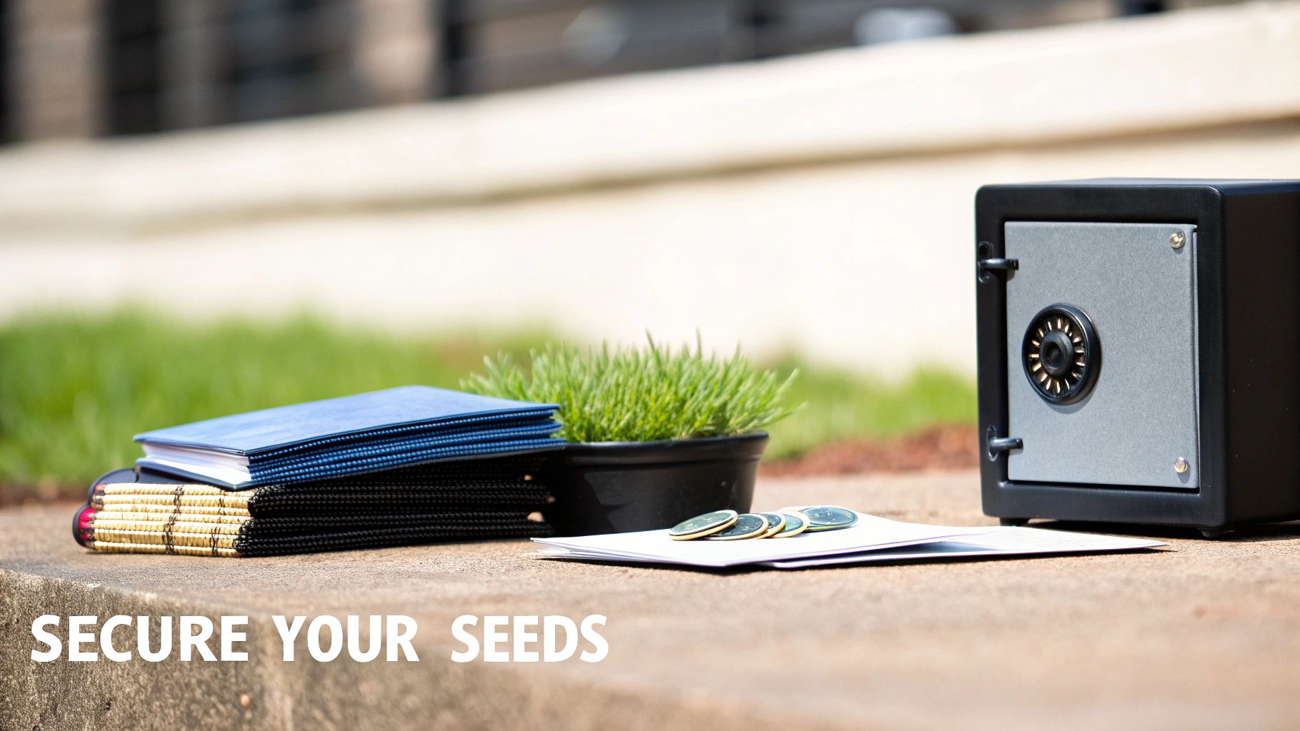 A metal plate with a seed phrase stamped into it, symbolizing durable crypto security.