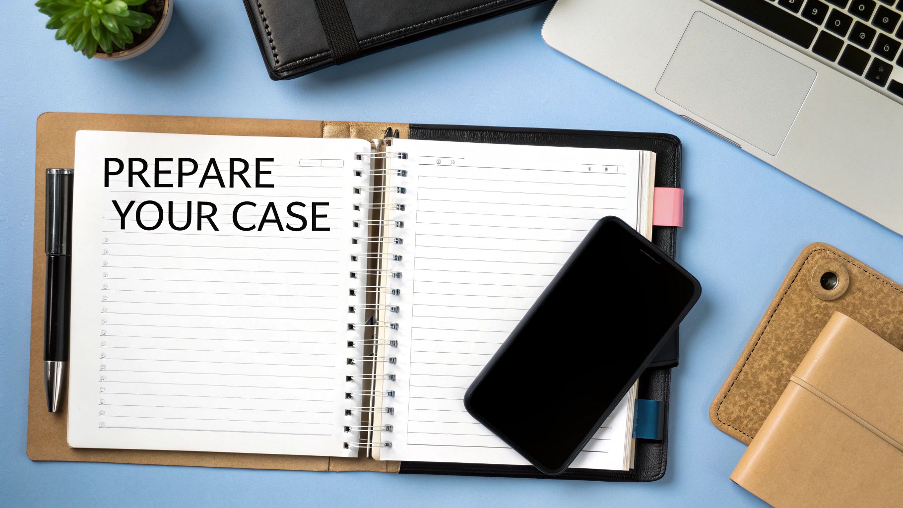 A person at a desk carefully organizing notes and documents related to their cryptocurrency wallet, preparing for recovery.