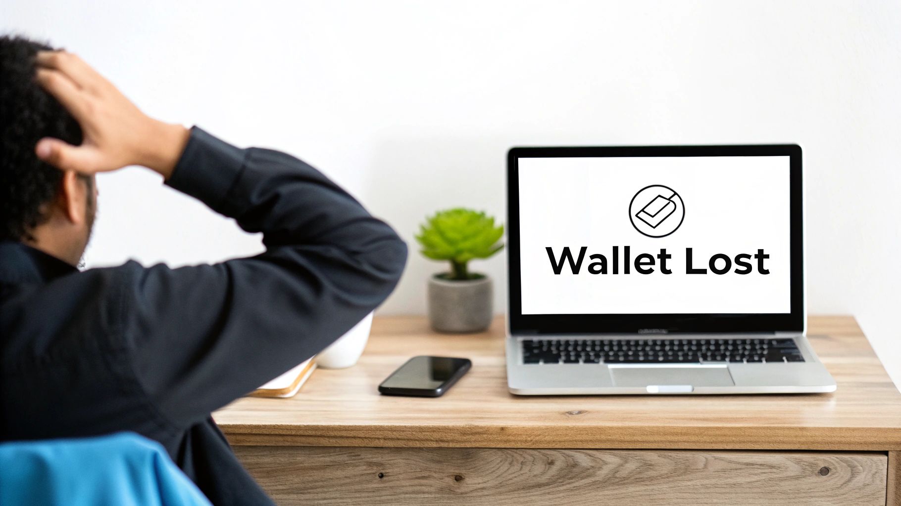 Person looking stressed while on their laptop, representing the feeling of a lost crypto wallet