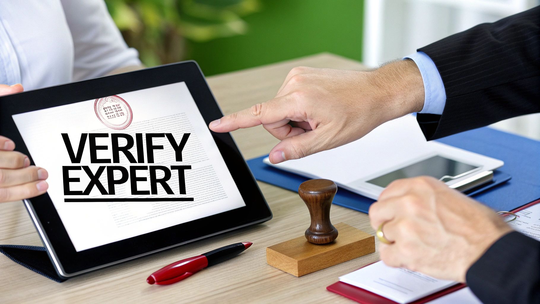 A magnifying glass hovering over a shield icon, symbolizing the process of carefully inspecting and verifying a security or recovery service.