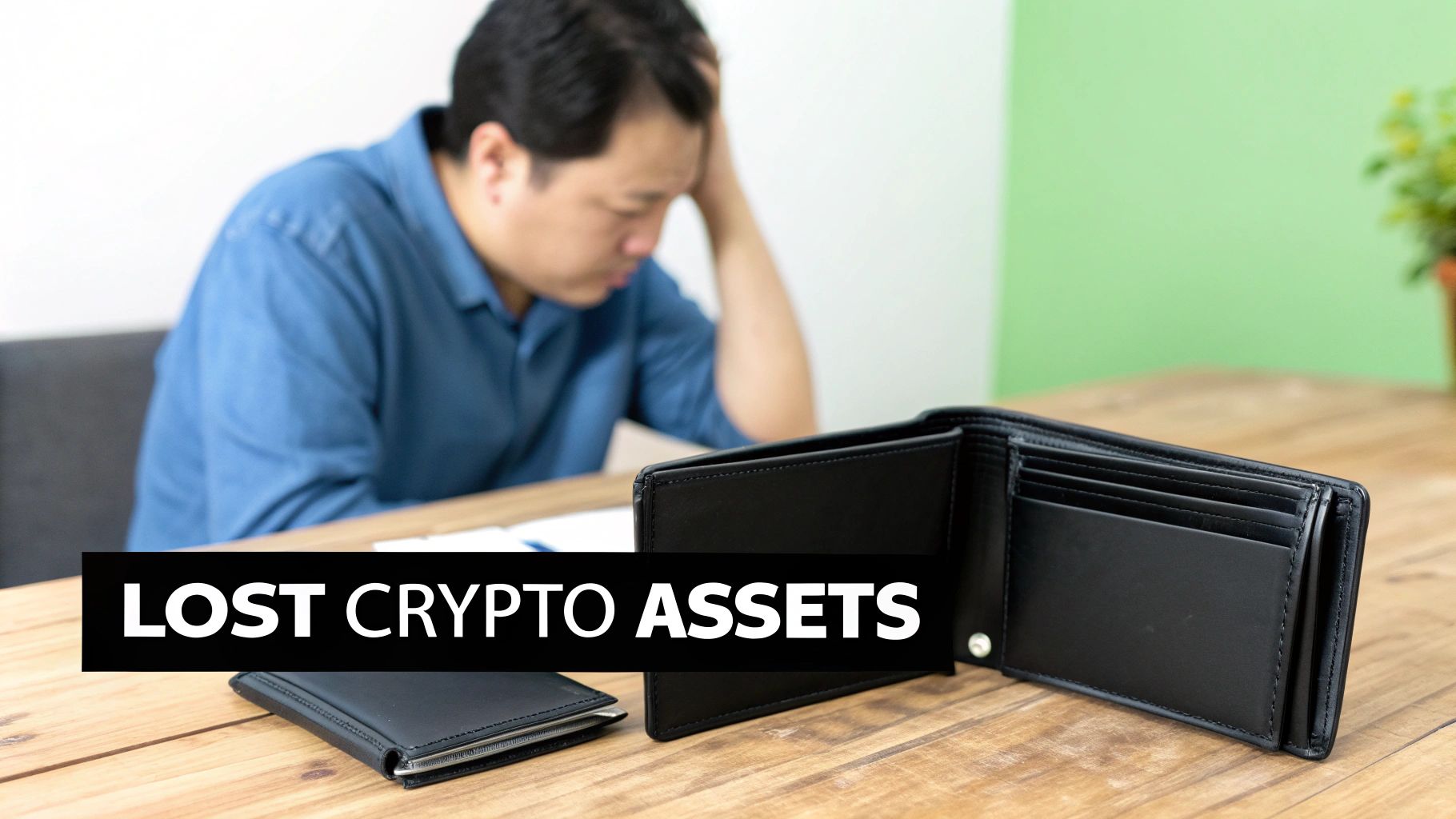A person looking at a screen showing a locked crypto wallet, symbolizing the frustration of lost access.