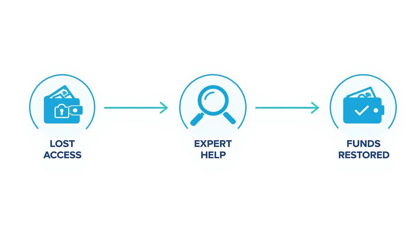 Infographic about crypto wallet recovery service