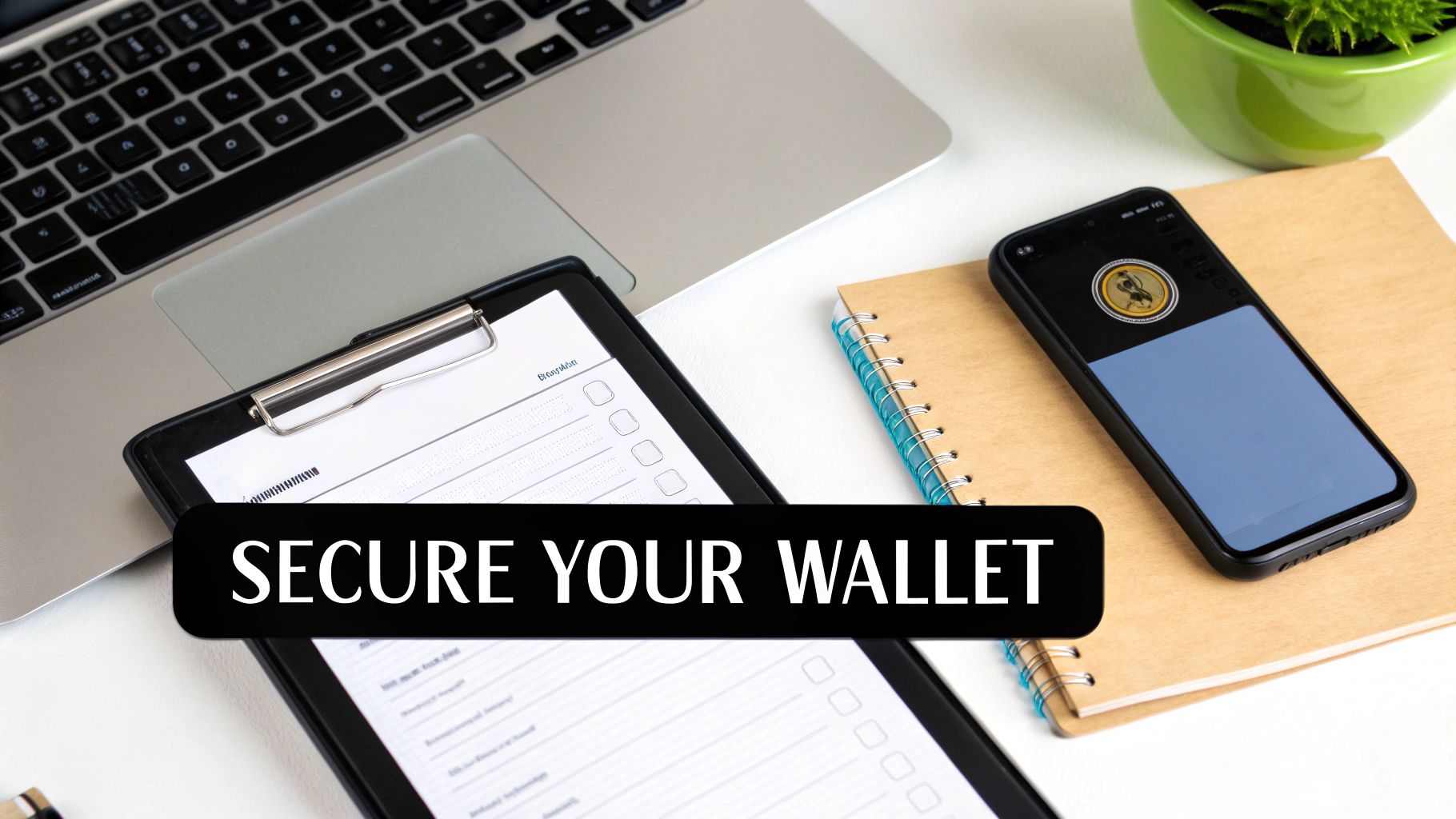 A stylized digital shield protecting a stack of cryptocurrencies like Bitcoin and Ethereum.