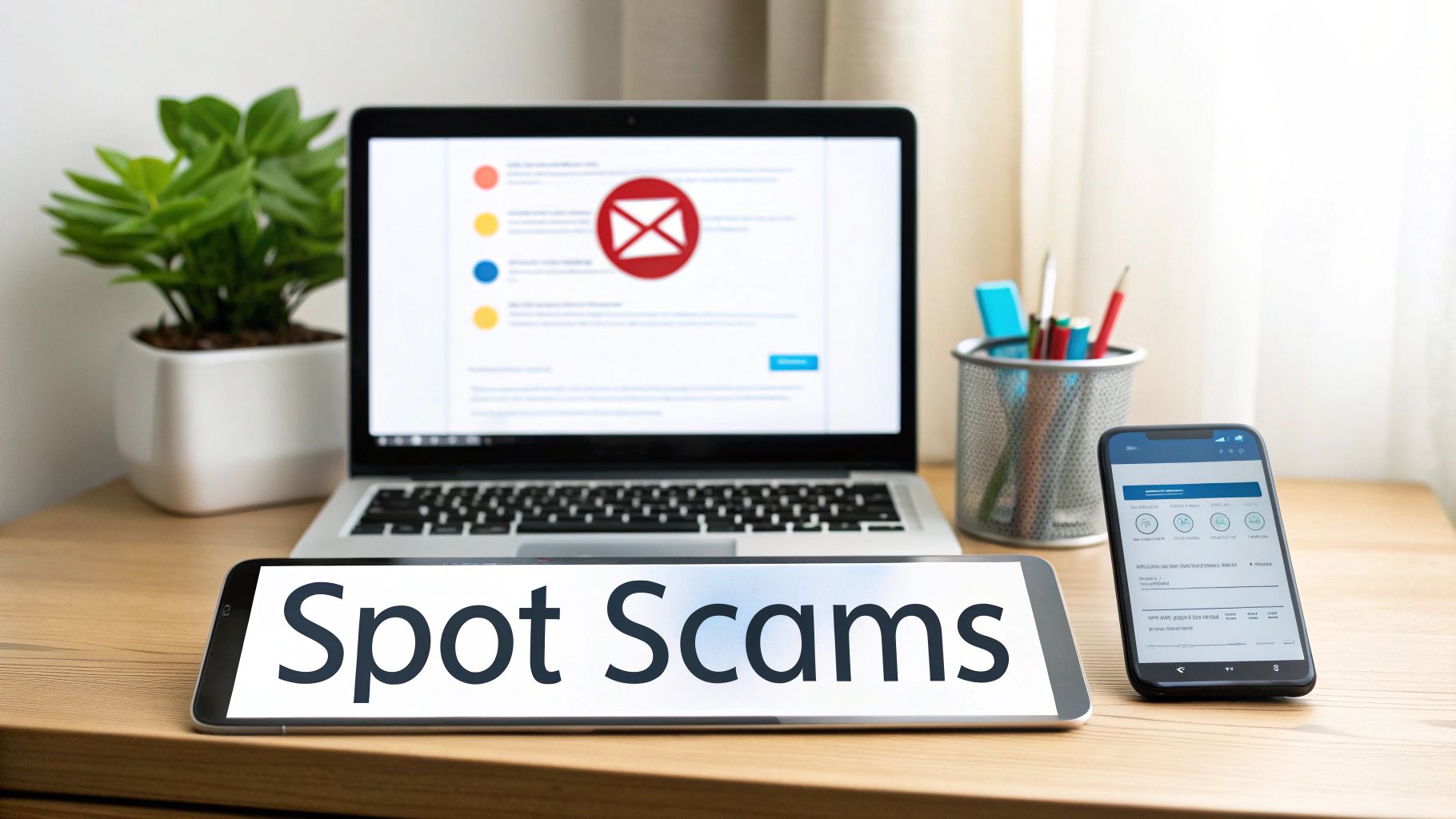 An image illustrating digital security and scam detection concepts