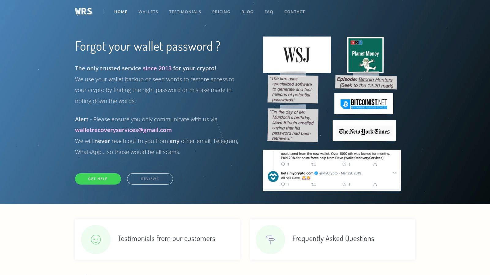 Wallet Recovery Services (Dave Bitcoin)