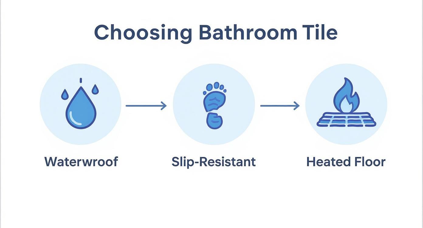 Infographic about best tile for bathroom floors