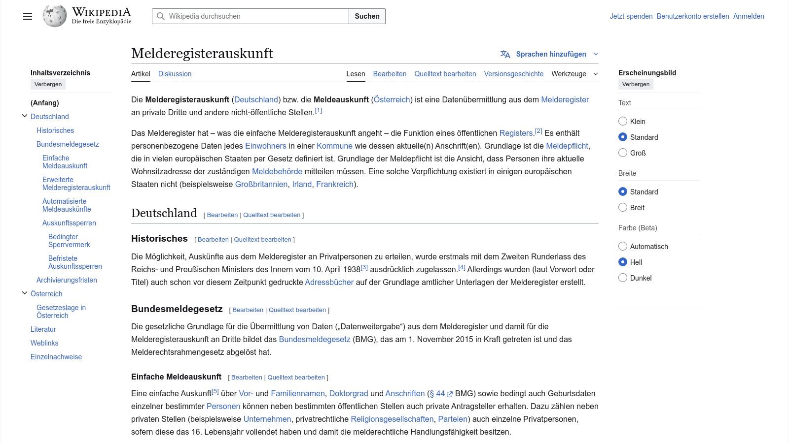 Melderegisterauskunft