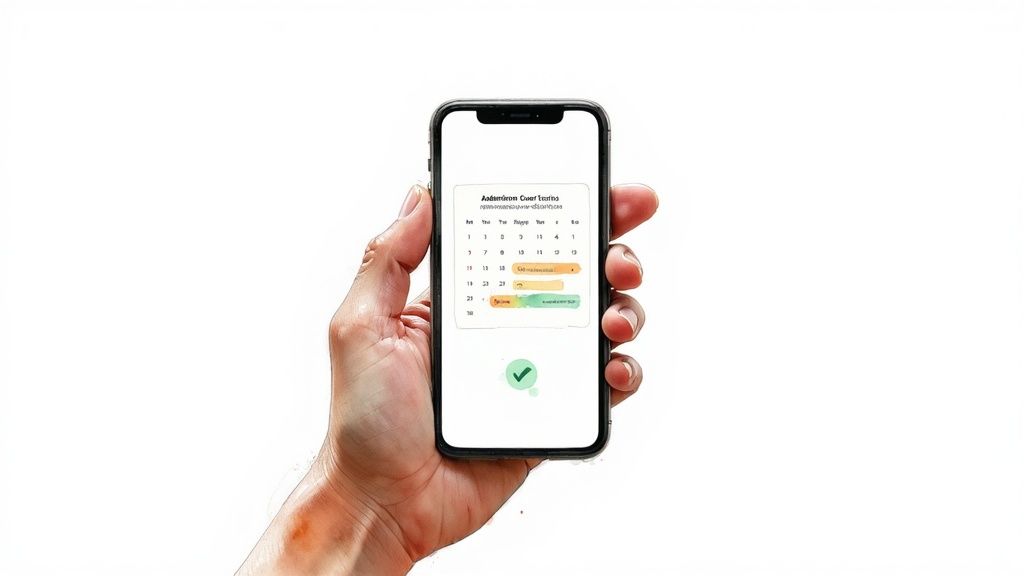 A screenshot showing the simple, clean interface of a mobile app for booking badminton courts.