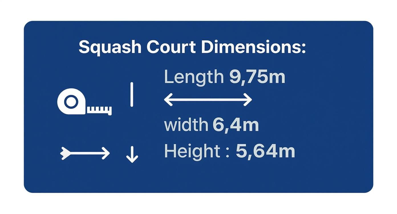 Infographic about squash court sizes