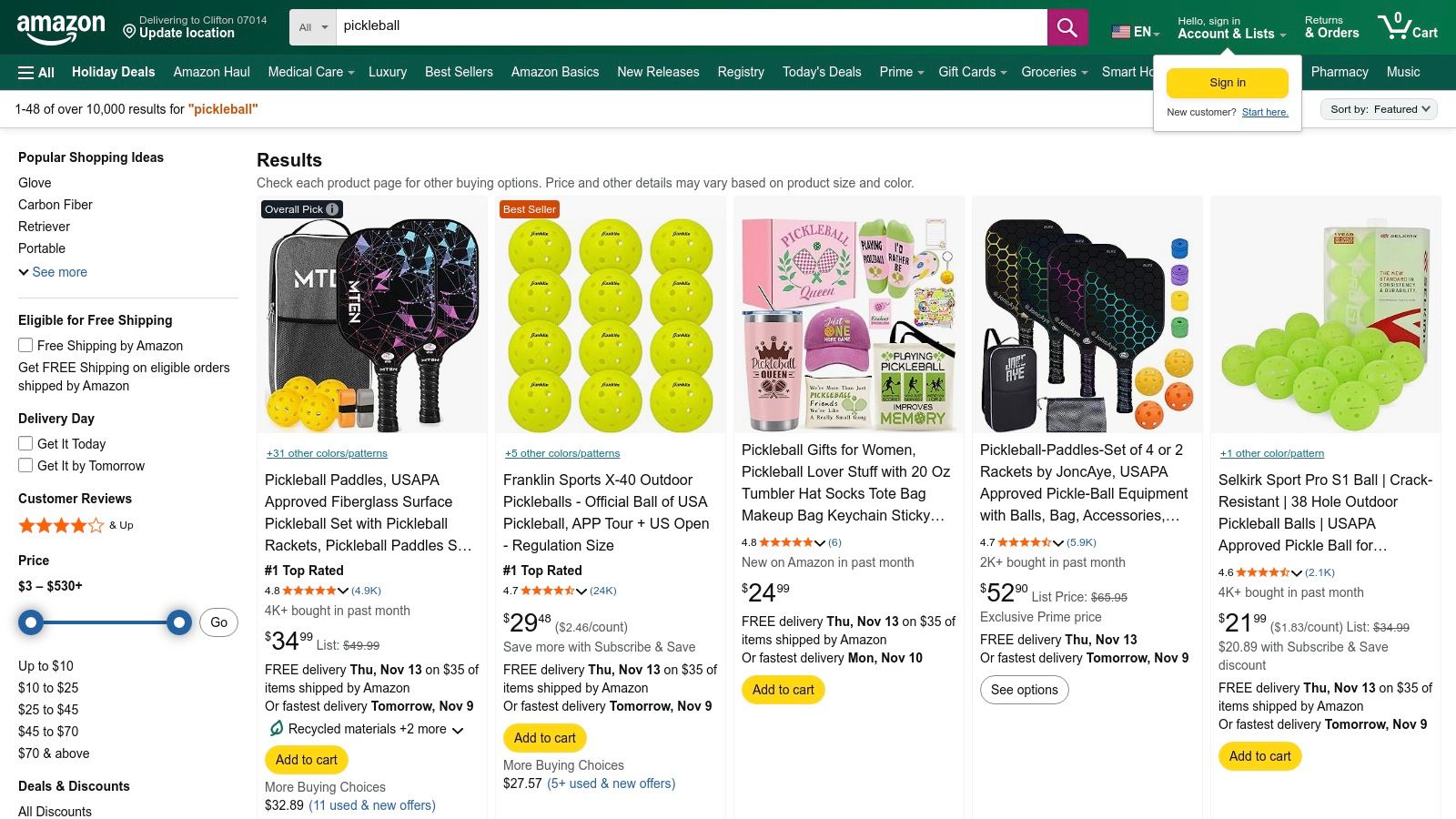 Amazon – Pickleball Gear