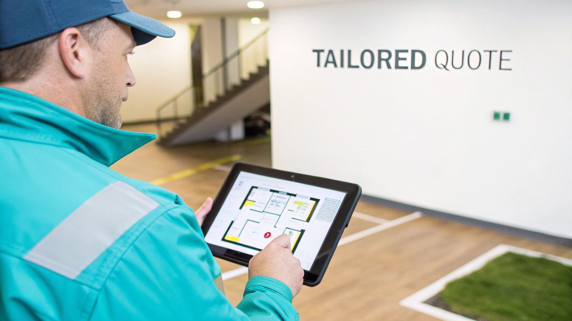 A modern living room with large windows showing a garden, indicating a property that would need a tailored security assessment.